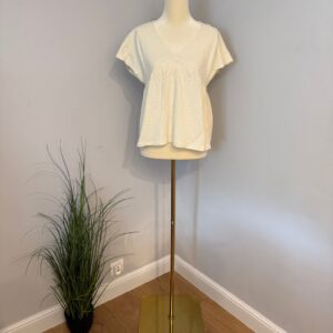 Bluzka damska oversize – ecru z dekoltem V